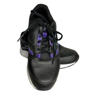 Reebok Womens Athletic Sneakers Black & Purple Size 7.5 Mesh & Leather Uppers